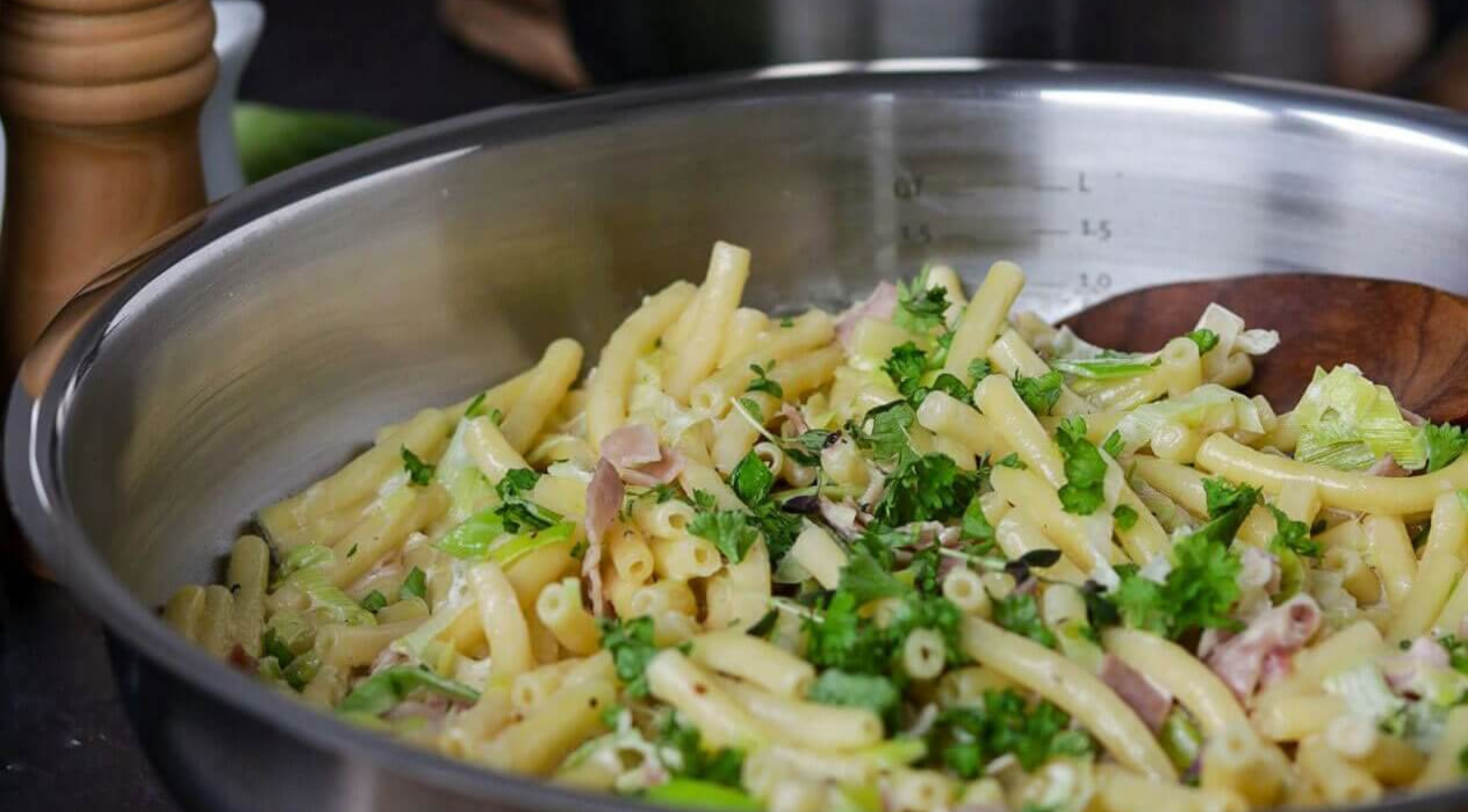Schinken-Lauch Makkaroni