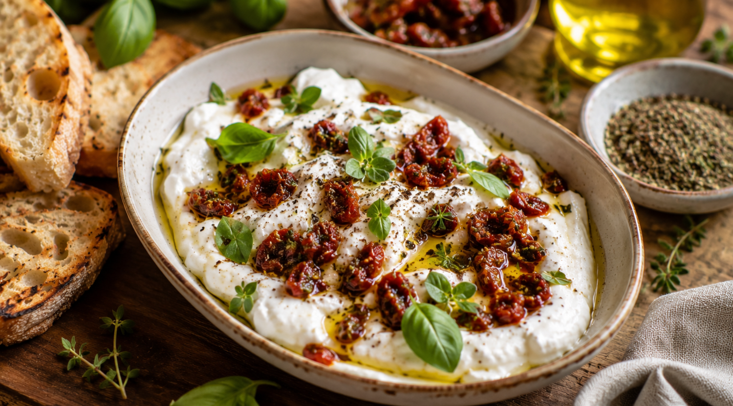 Burrata-Tomaten-Dip mit Kräutern