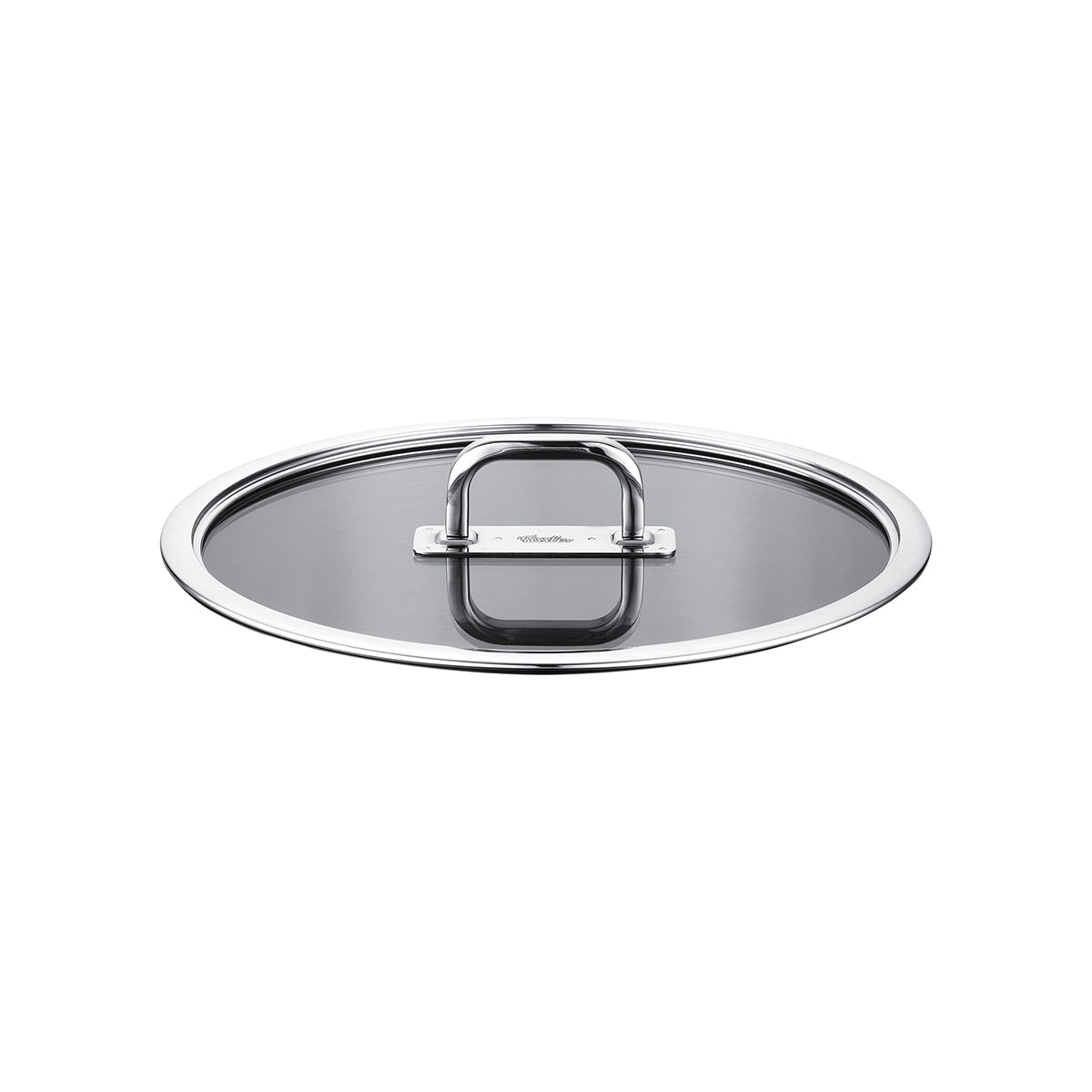 Fissler Viseo® Pro Glass Lid 20 cm with Rectangular Handle, Made in Germany, Fits 20 cm Pot; Pictured on White Background.