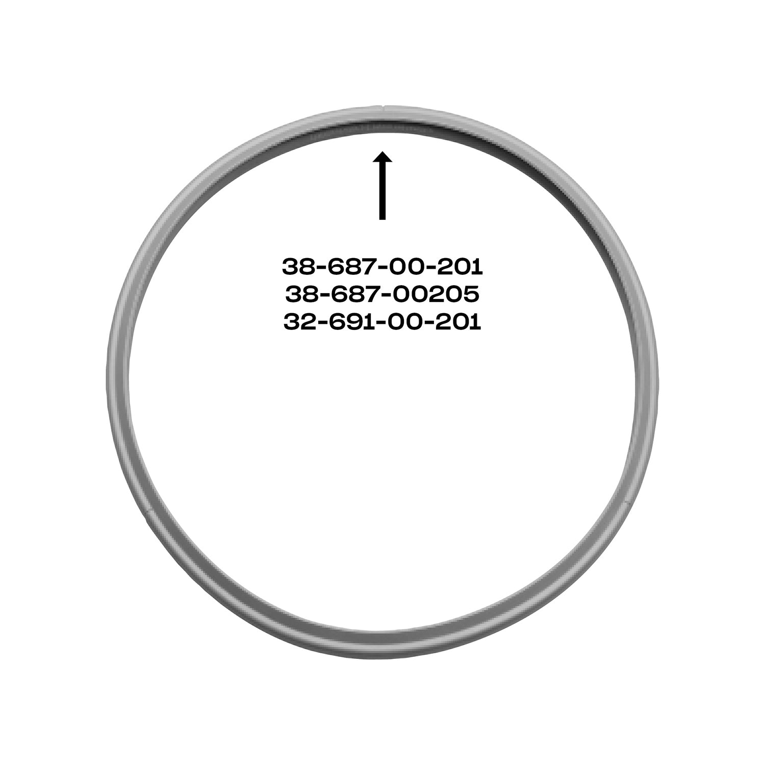 Premium Fissler sealing ring 26 cm in gray, for pressure cookers before 2010. Black arrow with model numbers below. Made in Germany.