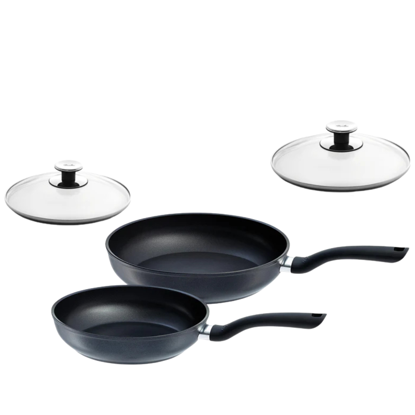 Cenit® 2-piece frying pan set, non-induction compatible, with glass lids