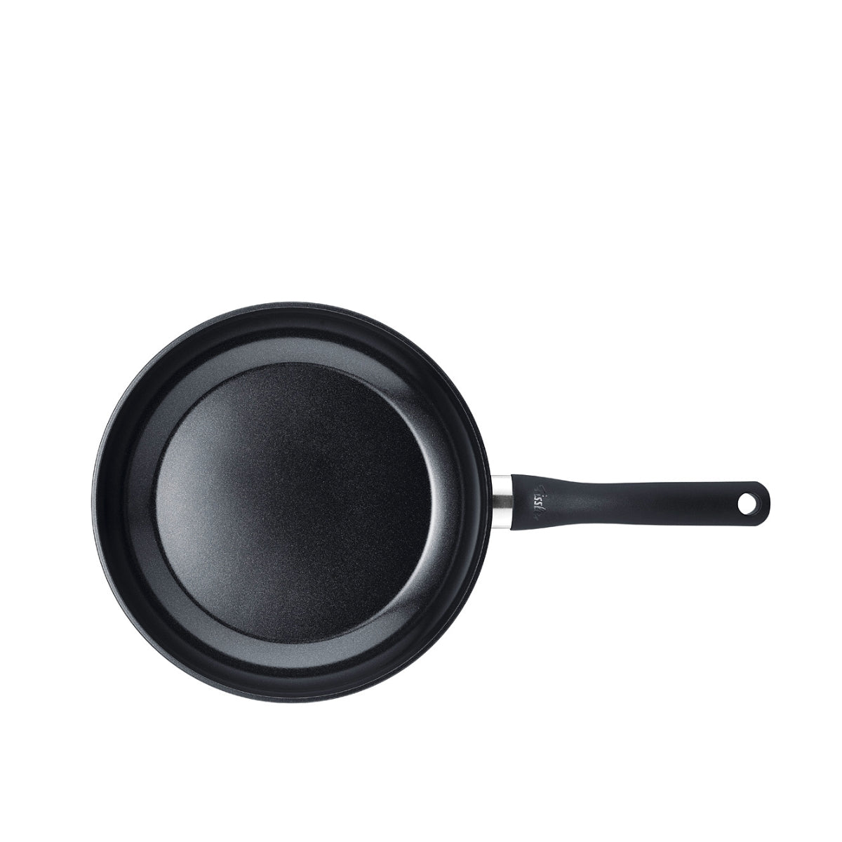 Top view of the Fissler Essential® pan, PFAS/PTFE-free non-stick pan with a long handle. German precision engineering.