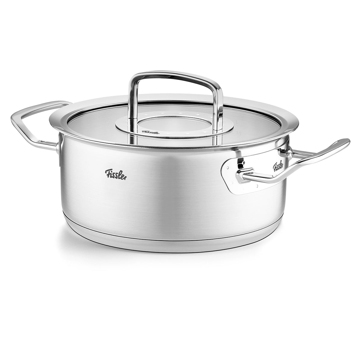 Fissler Original-Profi Collection® Stainless Steel Roasting Pan with Glass Lid, Two Handles, Induction Compatible, White