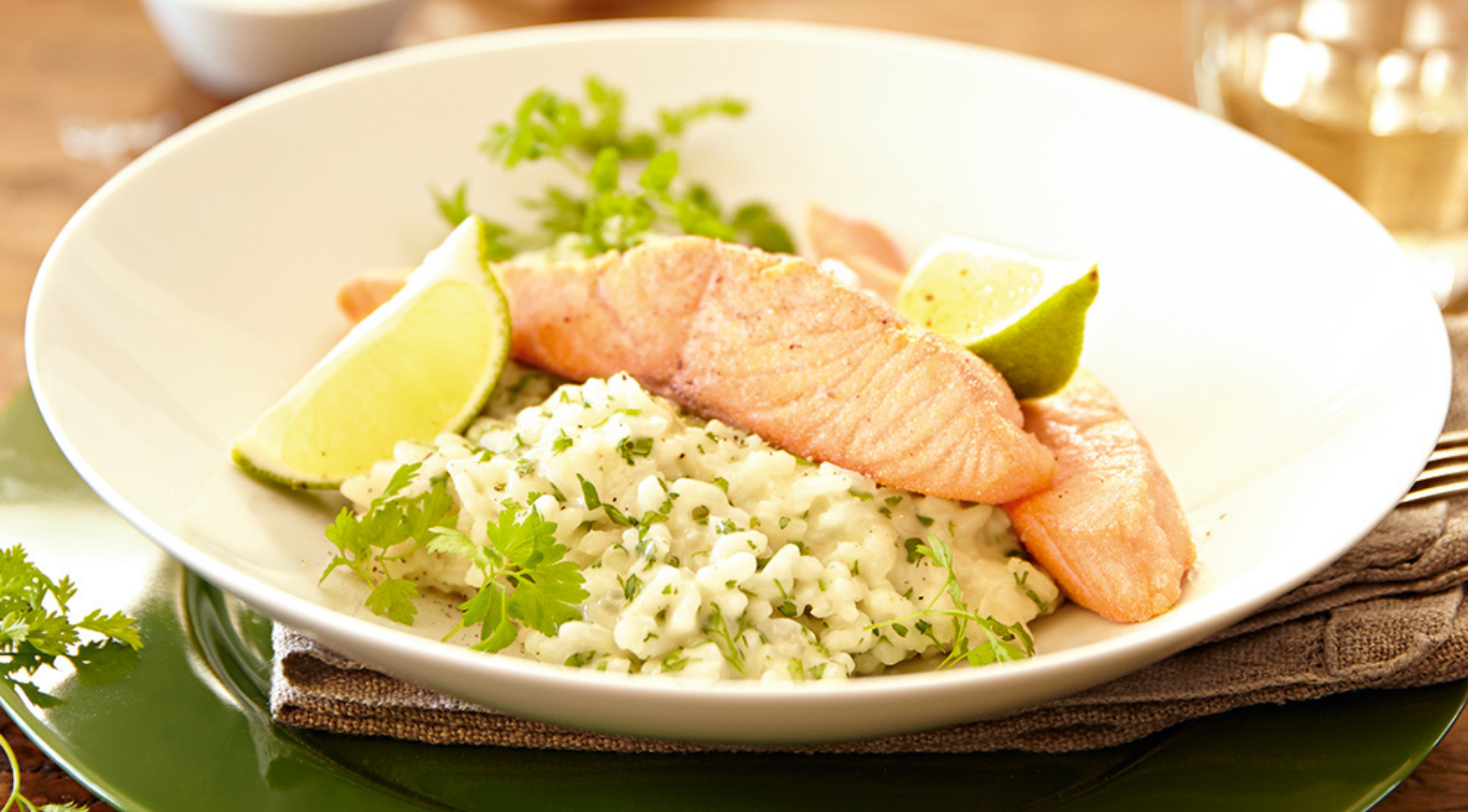 Kerbelrisotto mit Lachs