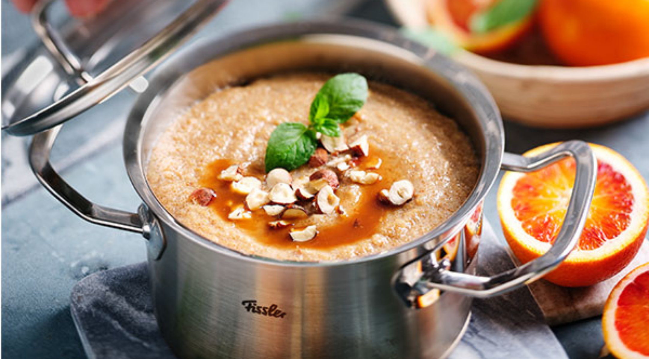 Kokos-Amaranth Porridge mit Karamell-Blutorangen