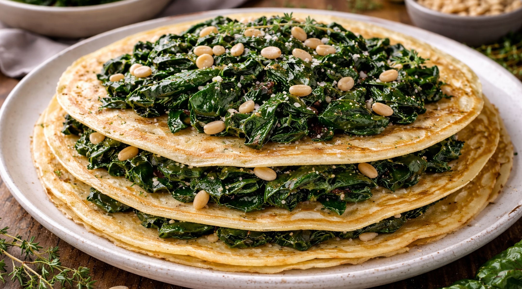 Herzhafte Crêpes mit Mangold