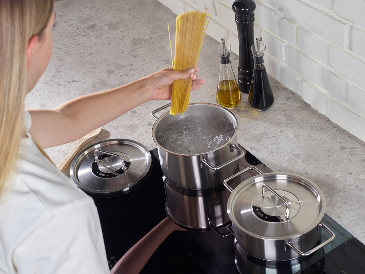 Fissler Pure Collection 5-piece set with metal lids, 3 Stockpots